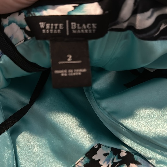 White House Black Market strapless sweetheart neckline floral dress size 2 teal - Picture 2 of 2
